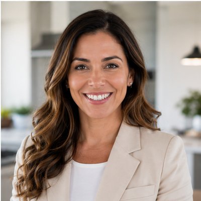 Real estate agent in beige blazer